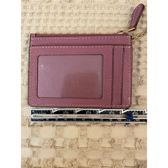 Coach ID Wallet Card Holder Coin Holder Keychain Dusty Rose Zip Top Lightweight - Picture 11 of 12